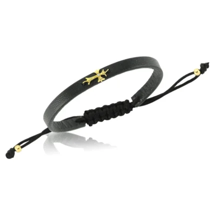 Cross on Leather Bracelet - Unisex