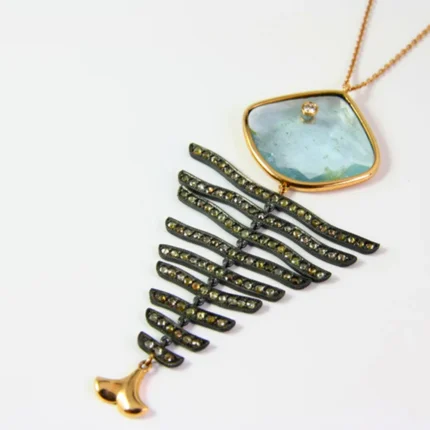 London Blue Topaz Fish Necklace with Diamonds - Summer Edition