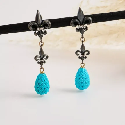Fleur de Lis Turquoise Earrings