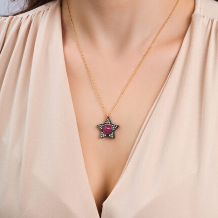 Antique Star Necklace with Yakut Detail